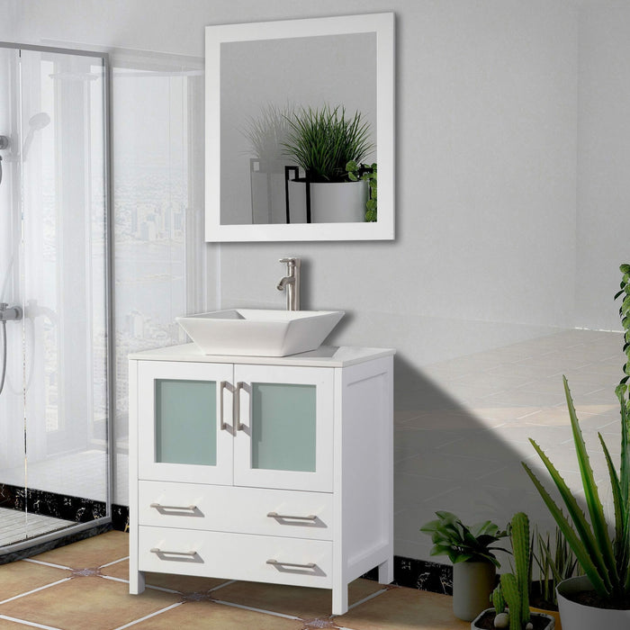 Vanity Art 30 Inch Vanity Cabinet With Ceramic Sink & Mirror VA3130