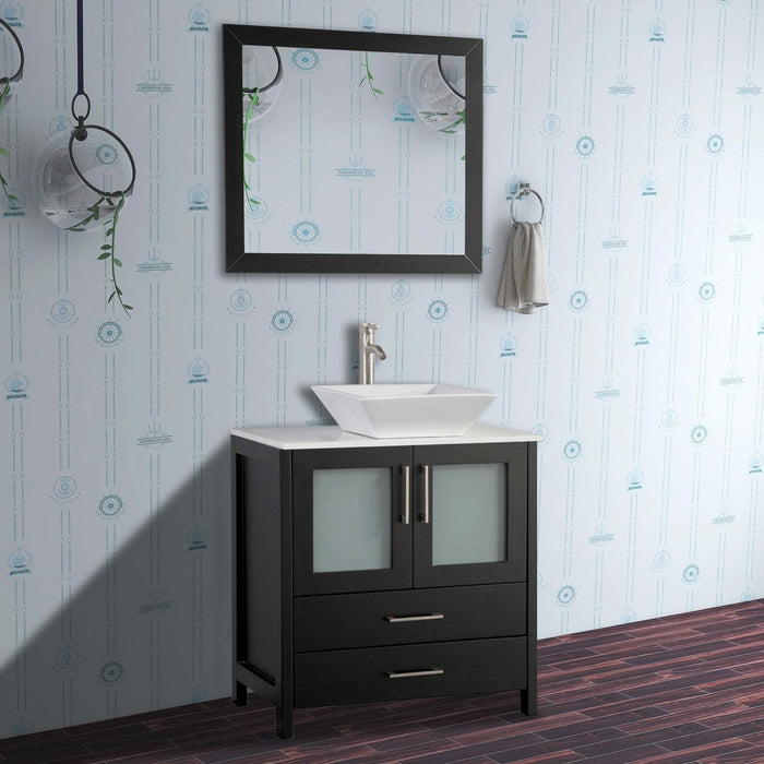 Vanity Art 30 Inch Vanity Cabinet With Ceramic Sink & Mirror VA3130