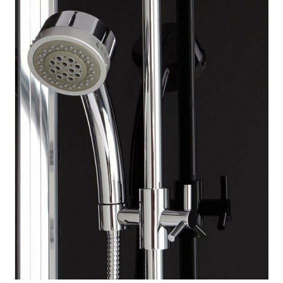 Athena 39" x 32" x 89" Left Walk In Steam Shower with Black Tempered Glass Walls WS-108L