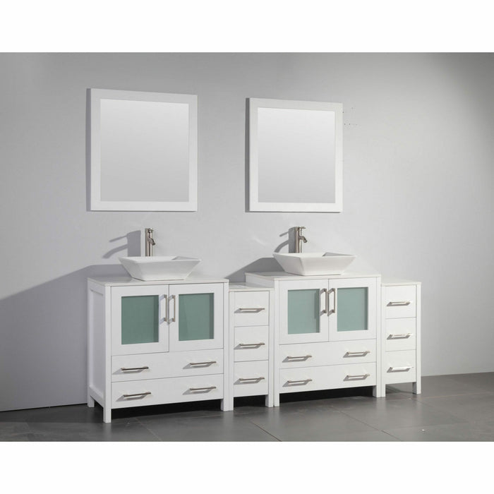 ﻿Vanity Art 84 Inch Vanity Cabinet With  Ceramic Sinks & Mirrors VA3130-84