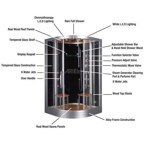 Platinum 47" x 47" x 89" Corner Steam Shower DZ962F8