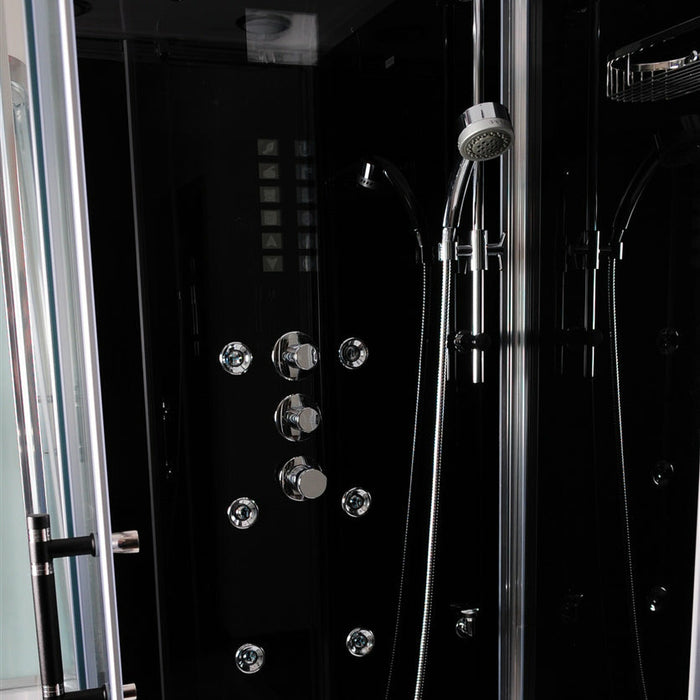 Athena 39" x 32" x 89" Right Walk In Steam Shower with Black Tempered Glass Walls WS-108R