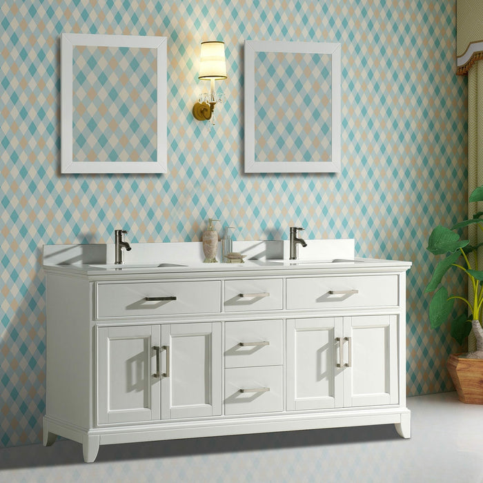 Vanity Art 72 Inch Double Sink Cabinet With Super White Phoenix Stone Vanity Top With Sink & Mirrors VA1072D