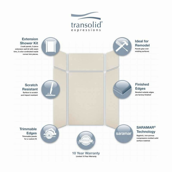 Transolid Expressions 48"x48"x96" Transition Shower Wall Kit EWKX48487224