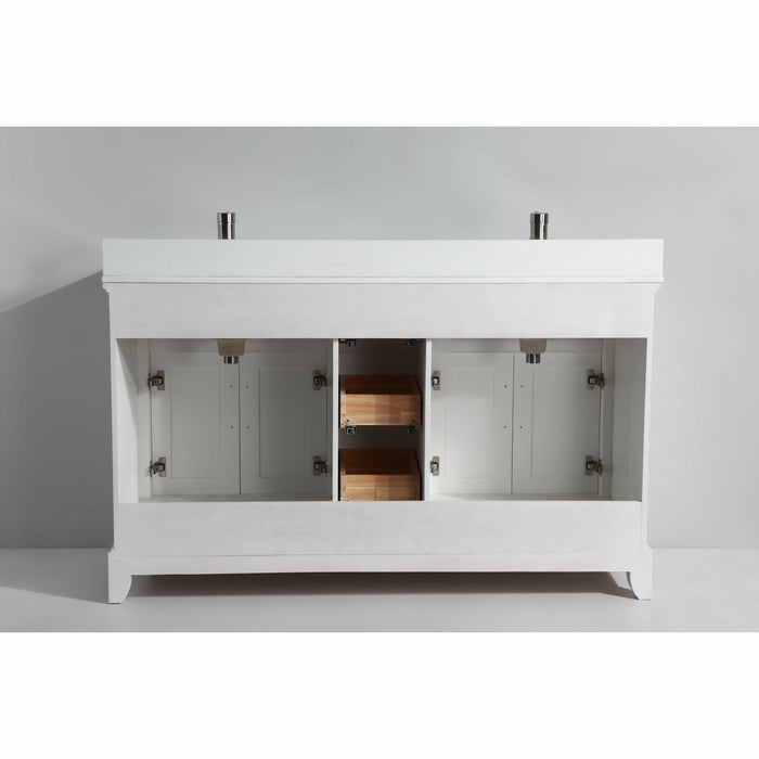 Vanity Art 60 Inch Double Sink Cabinet With Super White Phoenix Stone Vanity Top With Sink & Mirror VA1060D