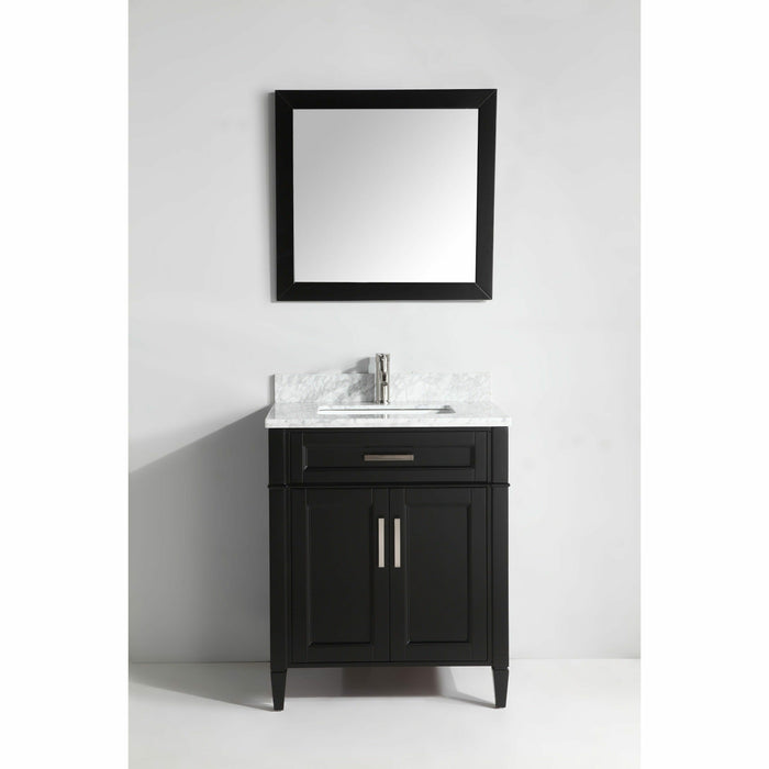 Vanity Art 30 Inch Single Sink Cabinet With White Carrara Marble Vanity Top With Sink & Mirror VA2030