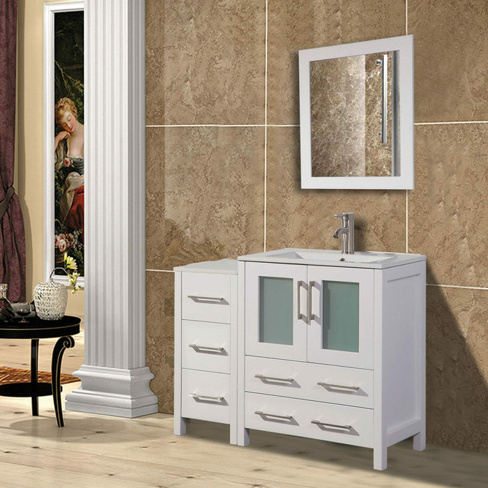 Vanity Art 36 Inch Vanity Cabinet With Ceramic Sink & Mirror - VA3024-36