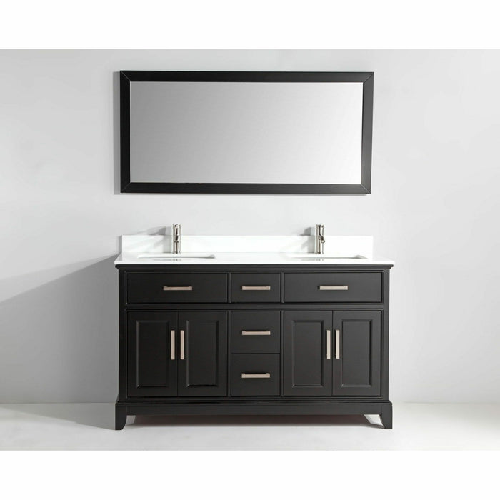 Vanity Art 60 Inch Single Sink Cabinet With Super White Phoenix Stone Vanity Top With Sink & Mirror VA1060D