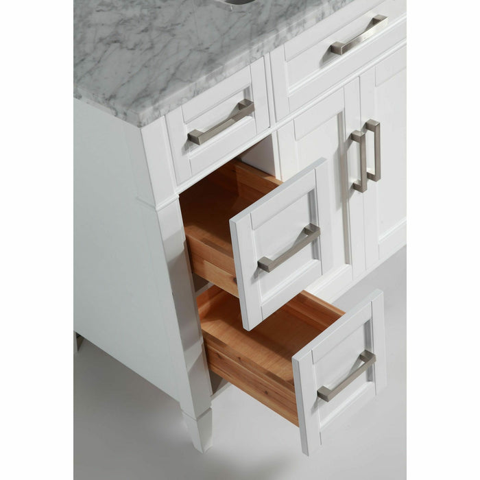 Vanity Art 60 Inch Single Sink Cabinet With White Carrara Marble Vanity Top With Sink & Mirror VA2060