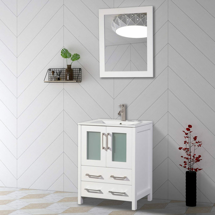 Vanity Art 24 Inch Vanity Cabinet With Ceramic Sink & Mirror VA3024