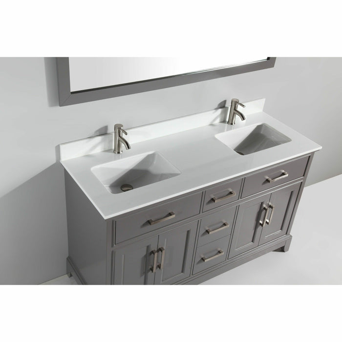 Vanity Art 60 Inch Double Sink Cabinet With Super White Phoenix Stone Vanity Top With Sink & Mirror VA1060D