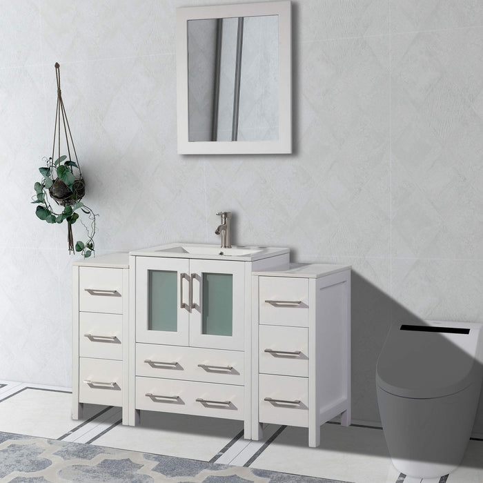 Vanity Art 48 Inch Vanity Cabinet With Ceramic Sink & Mirror VA3024-48