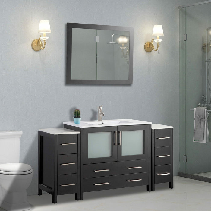 Vanity Art 60 Inch Vanity Cabinet With Ceramic Sink & Mirror VA3036-60