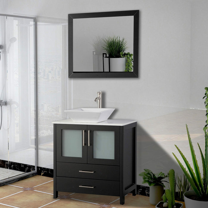 Vanity Art 30 Inch Vanity Cabinet With Ceramic Sink & Mirror VA3130