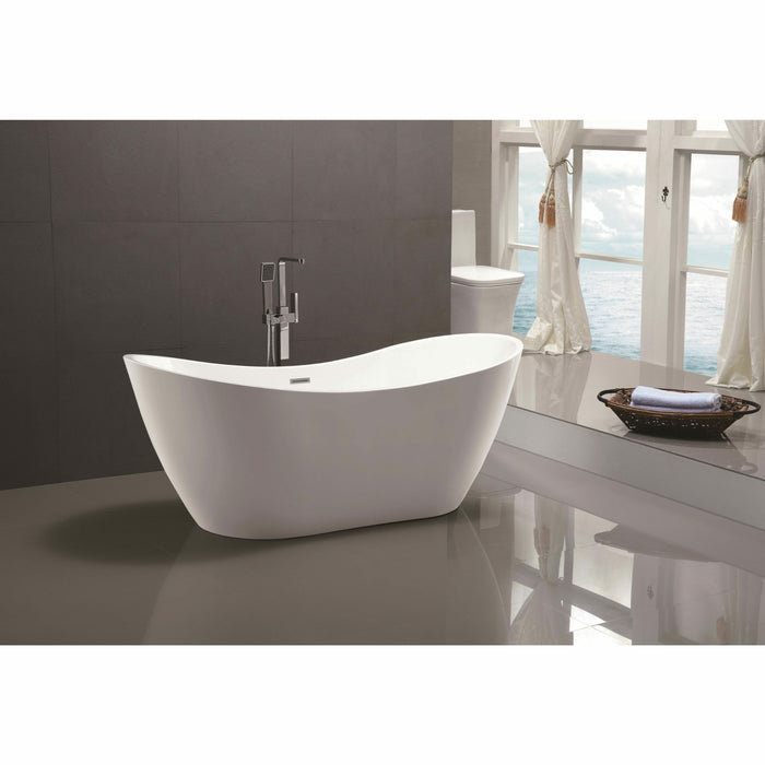 Vanity Art 71 Inch Freestanding White Acrylic Bathtub VA6517