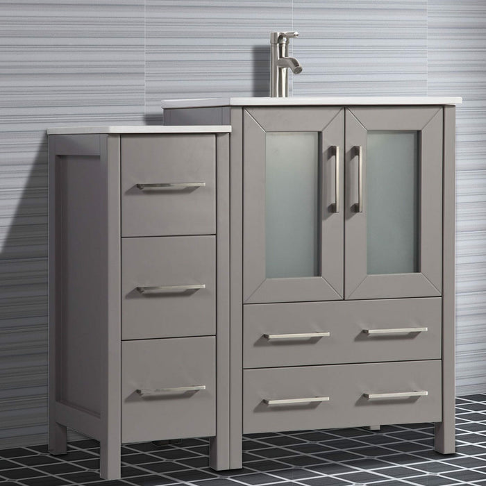 Vanity Art 36 Inch Vanity Cabinet With Ceramic Sink & Mirror - VA3024-36