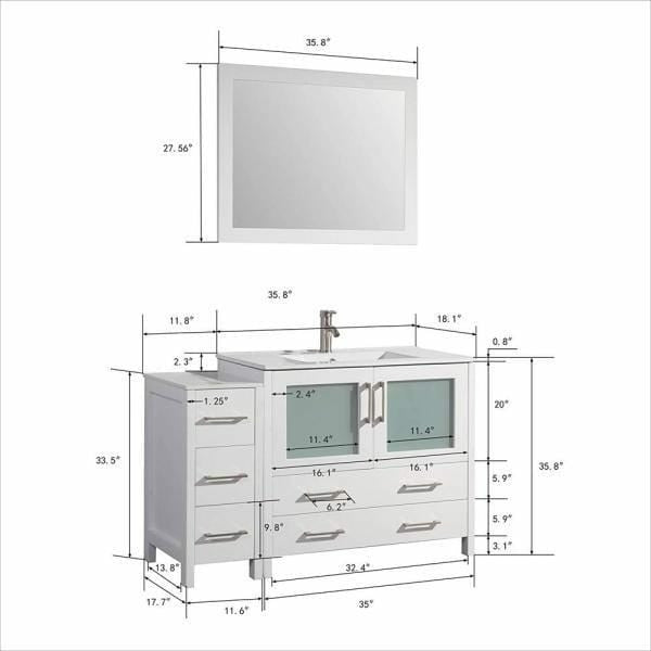 Vanity Art 48 Inch Vanity Cabinet With Ceramic Sink & Mirror VA3036-48