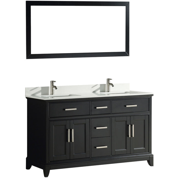 Vanity Art 60 Inch Single Sink Cabinet With Super White Phoenix Stone Vanity Top With Sink & Mirror VA1060D