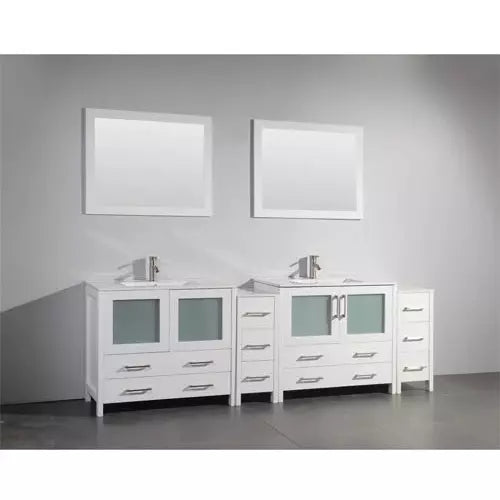 Vanity Art 96 Inch Vanity Cabinet With Ceramic Sinks & Mirrors VA3036-96