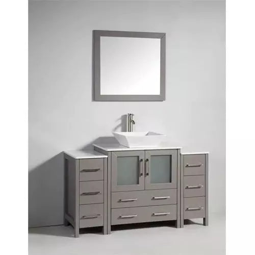 ﻿Vanity Art 54 Inch Vanity Cabinet With  Ceramic Sinks & Mirrors VA3130-54