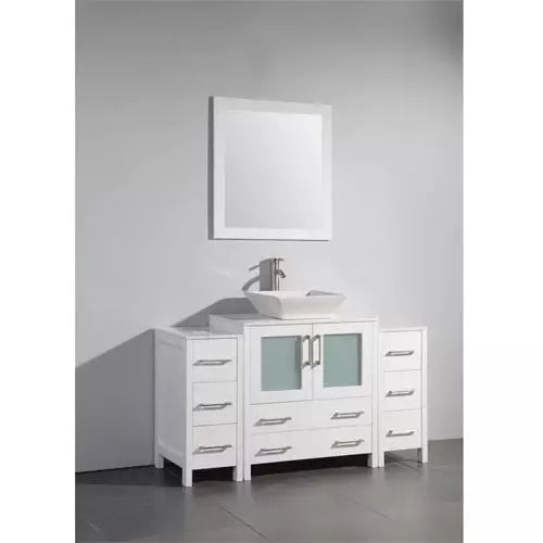 ﻿Vanity Art 54 Inch Vanity Cabinet With  Ceramic Sinks & Mirrors VA3130-54