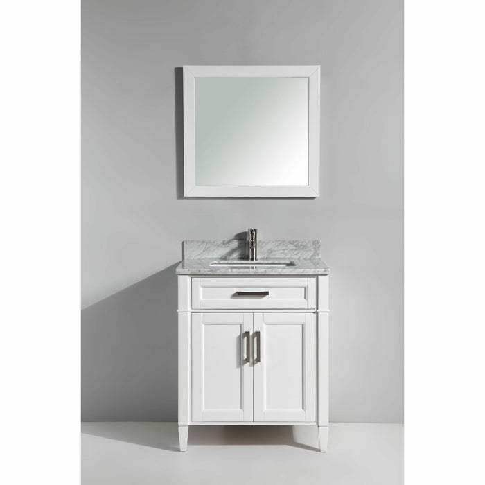 Vanity Art 30 Inch Single Sink Cabinet With White Carrara Marble Vanity Top With Sink & Mirror VA2030