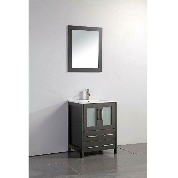 Vanity Art 24 Inch Vanity Cabinet With Ceramic Sink & Mirror VA3024