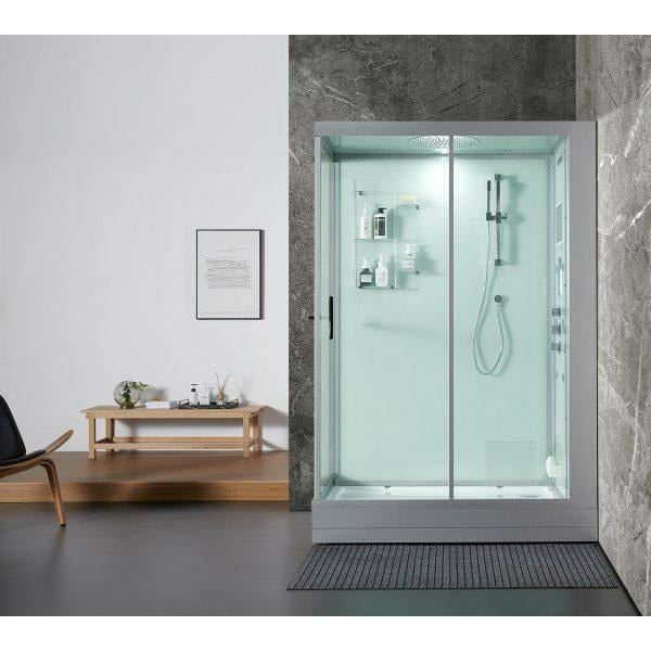 Maya Bath Platinum Anzio 57" x 37" x 88" Steam Shower with TV - White 2