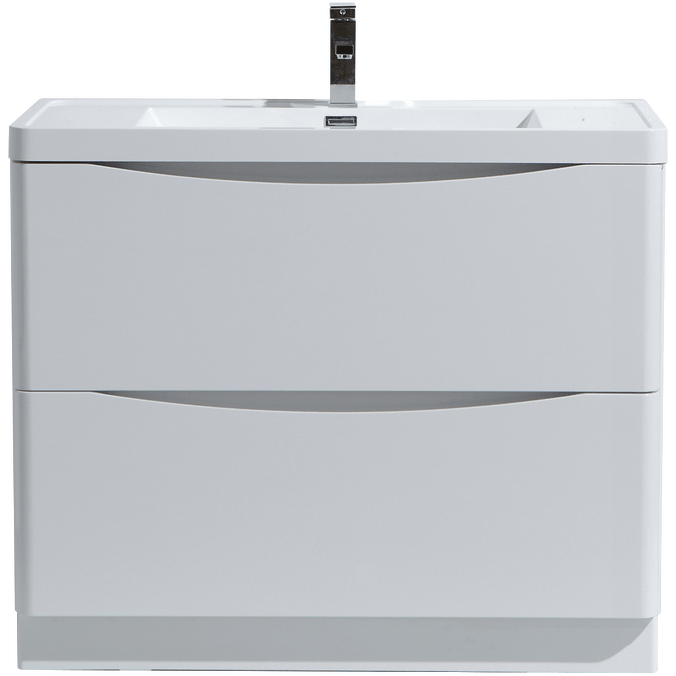 Moreno Bath Smile 36 Inch Freestanding Vanity With Reinforced Acrylic Sink In High Gloss White SMF900GW