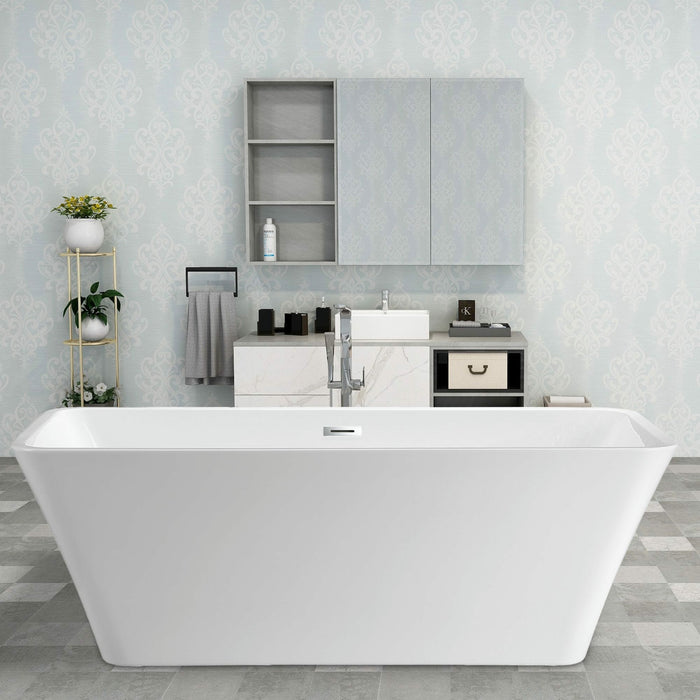 Vanity Art 67 Inch Freestanding Soaking Acrylic Bathtub VA6820