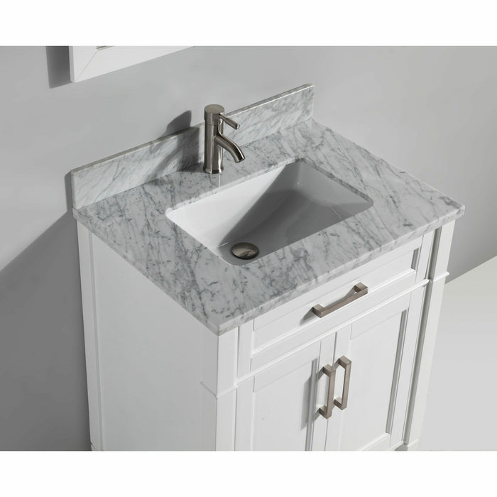 Vanity Art 30 Inch Single Sink Cabinet With White Carrara Marble Vanity Top With Sink & Mirror VA2030