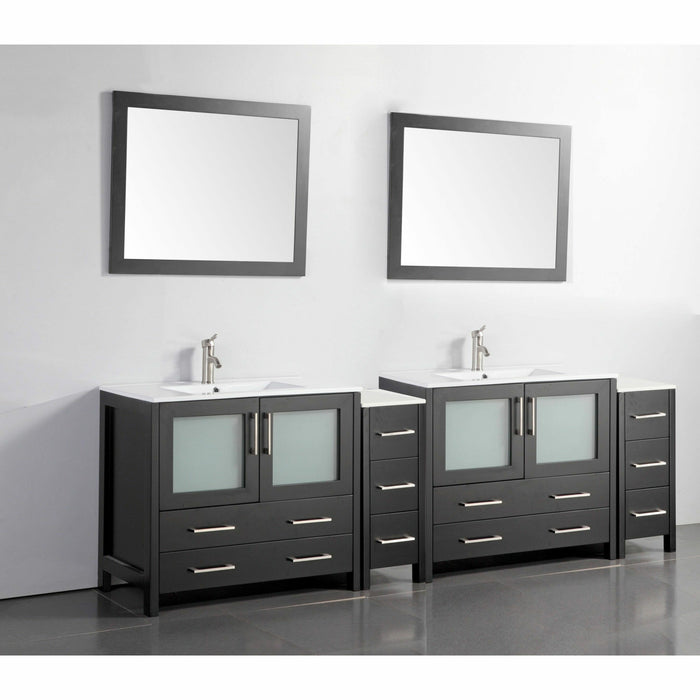 Vanity Art 96 Inch Vanity Cabinet With Ceramic Sinks & Mirrors VA3036-96