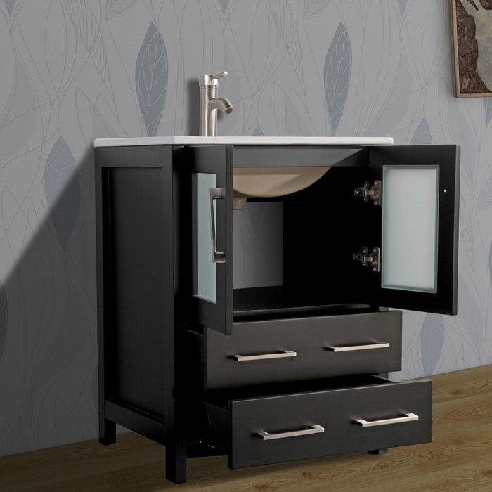 Vanity Art 24 Inch Vanity Cabinet With Ceramic Sink & Mirror VA3024