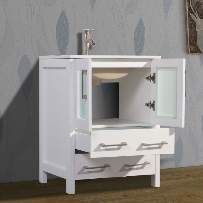 Vanity Art 24 Inch Vanity Cabinet With Ceramic Sink & Mirror VA3024