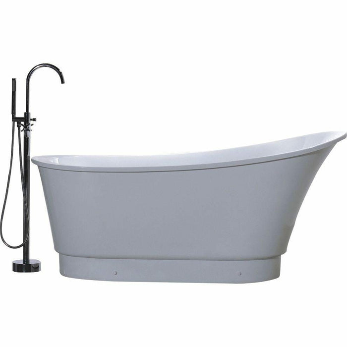 Vanity Art 67 Inch Freestanding White Acrylic Bathtub VA6803