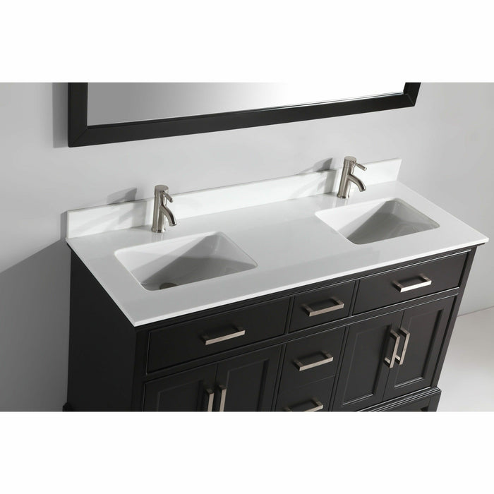 Vanity Art 60 Inch Single Sink Cabinet With Super White Phoenix Stone Vanity Top With Sink & Mirror VA1060D